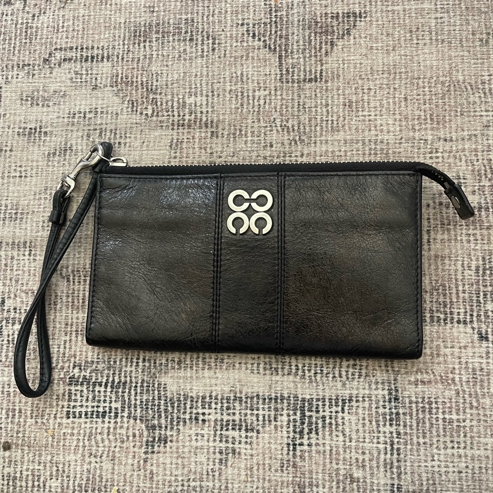Coach Preowned Black Leather Wristlet/Wallet